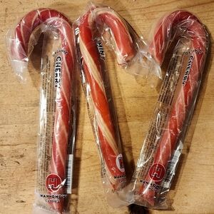 LOT of 3 Hammond's Candies Organic Candy Canes (2) Cherry & (1) Mint 1.75oz each